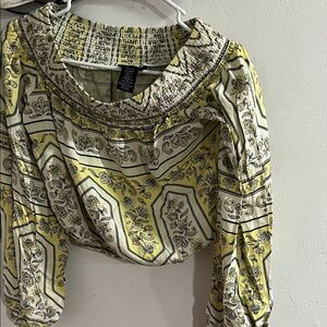 Wrangler Retro Yellow and Cream Boho Blouse